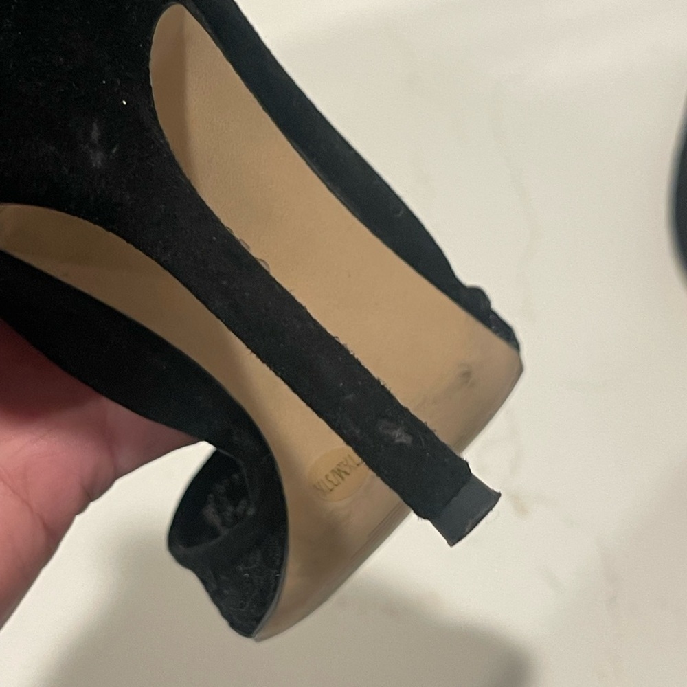 Classy Black Suede/Lace Heels - Picture 4 of 5